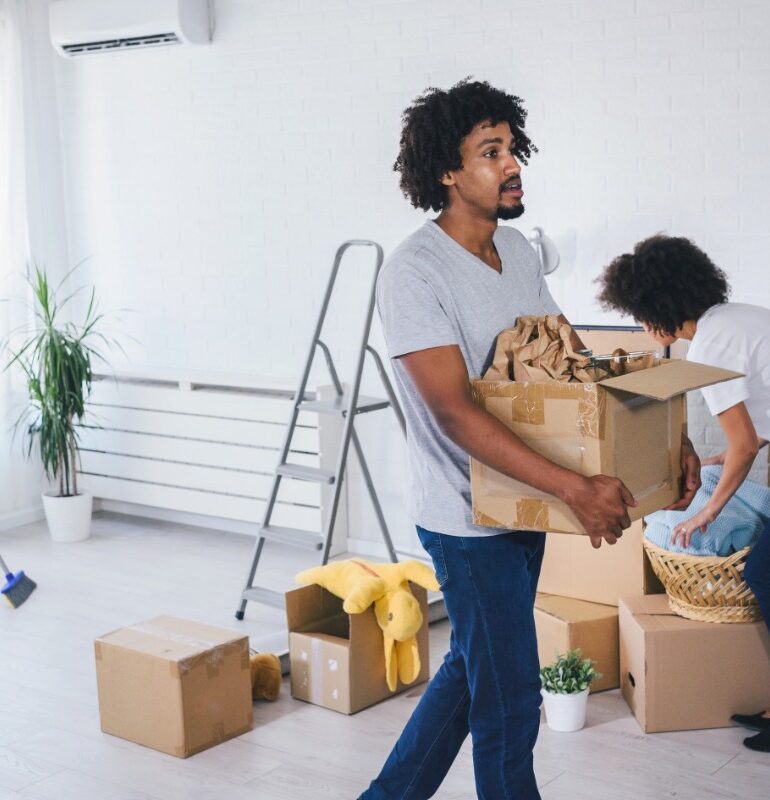 Empty living room with a French-inspired pre-move design plan